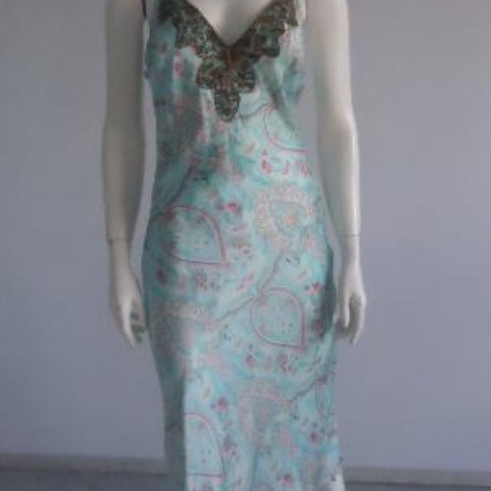 VTG Plenty Tracy Reese print and beaded silk slip dress - Picture 2 of 9